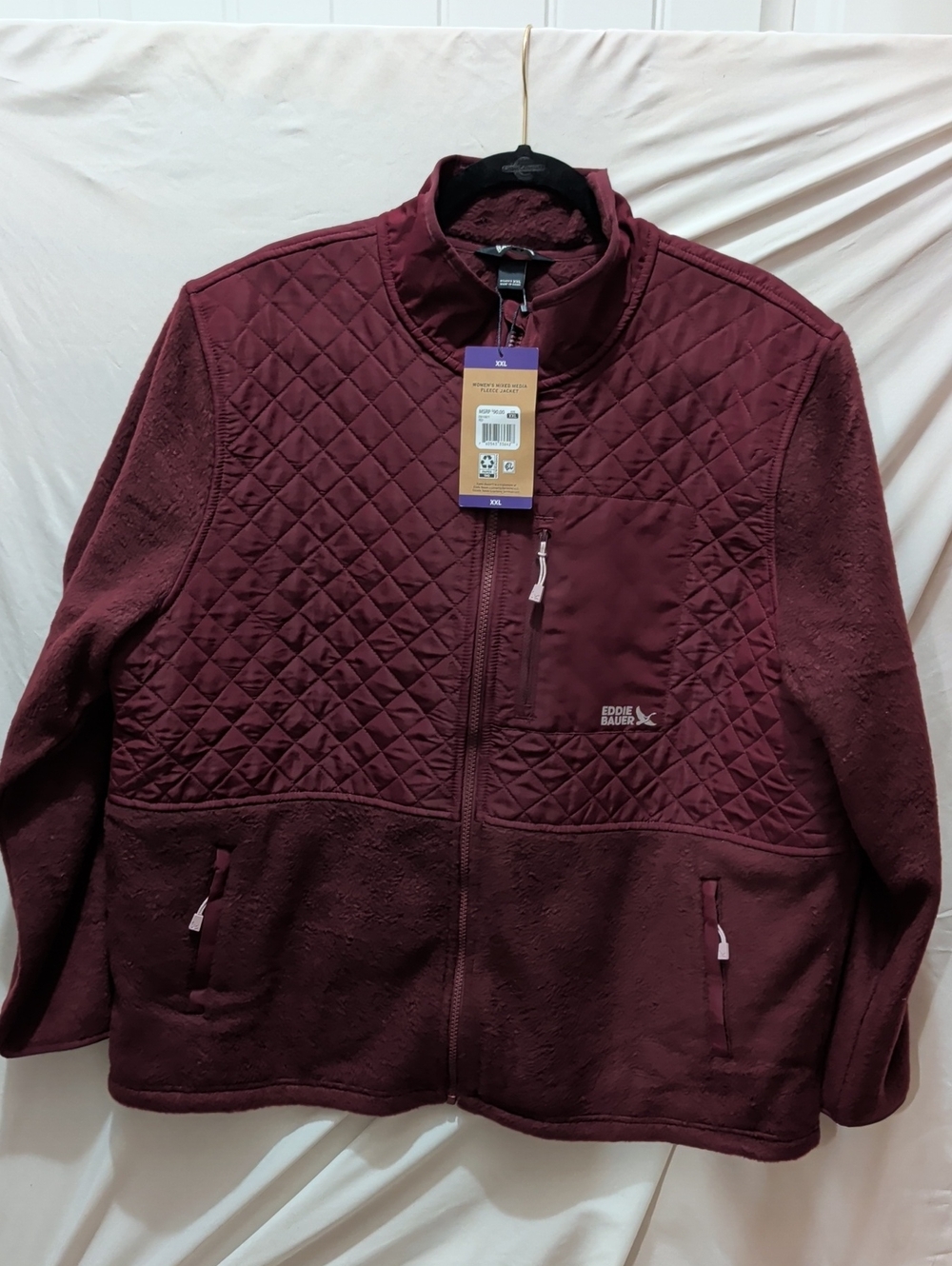 Eddie Bauer Women's Fleece Quilted Performance Jacket - Burgundy